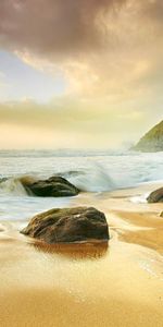 Landscape,Sunset,Stones,Sea,Beach