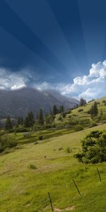 Arbres,Herbe,Nuages,Sky,Paysage,Montagnes