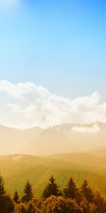 Montagnes,Nuages,Arbres,Sky,Paysage