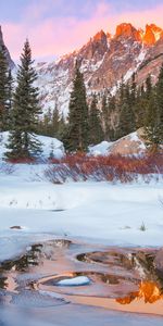 Árboles,Montañas,Nieve,Paisaje