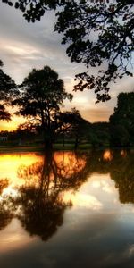 Arbres,Coucher De Soleil,Paysage,Lacs