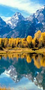 Eau,Montagnes,Arbres,Paysage,Automne