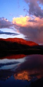 Landscape,Water,Sunset,Sky,Mountains,Clouds