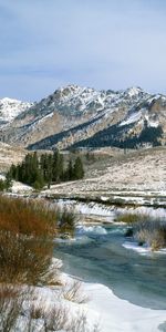 Paysage,Neige,Rivières,Montagnes,Hiver