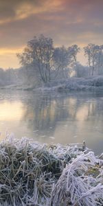 Invierno,Ríos,Puesta Del Sol,Nieve,Paisaje