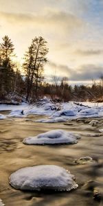 Landscape,Winter,Rivers,Trees,Snow