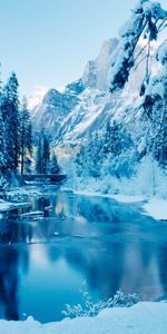 Landscape,Winter,Rivers,Trees,Snow,Mountains