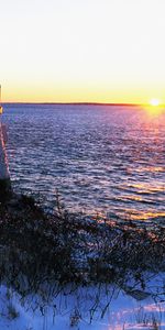 Landscape,Winter,Sunset,Sea,Snow,Lighthouses