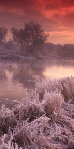 Paisaje,Invierno,Puesta Del Sol,Lagos,Cielo