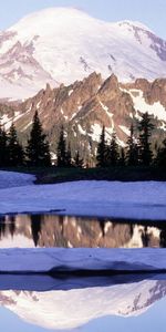 Landscape,Winter,Water,Rivers,Trees,Mountains