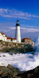 Lighthouses,Landscape,Waves