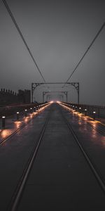 Lights,Backlight,Illumination,Cities,Wet,Railway,Rails