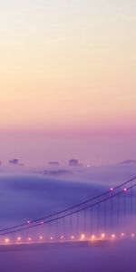 Lights,Bridge,Cities,Fog,San Francisco