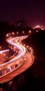 Lights,Long Exposure,Winding,Sinuous,Cities,Roads