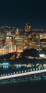 Lights,Night City,Bridge,Cities,Skyscrapers