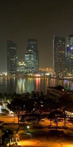 Ciudades,Noche,Las Luces,Luces,Camino,Calle,Singapur