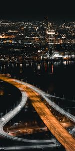 Lights,Road,Traffic,Movement,Night City,Cities