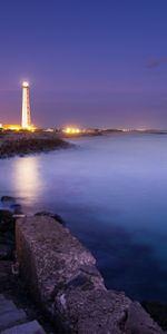 Lights,Shore,Bank,Nature,Night,Ocean