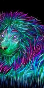 Un Lion,Lion,Abstrait,Art,3D