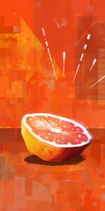 Lobules,Fruit,Citrus,Slices,Art