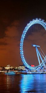 Imeuble,Bâtiment,Villes,Rivières,Grande Roue,Nuit,Londres