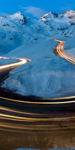 Long Term Exposure,Winter,Snow,Road,Nature