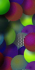 Lots Of,Multitude,Diversity,Variety,Motley,Multicolored,Balls,Grid,3D