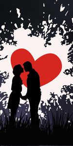 Love,Pair,Heart,Couple,Kiss,Silhouettes