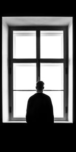 Man,Bw,Chb,Window,Loneliness,Minimalism