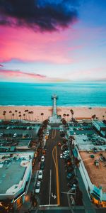 Cielo,Horizonte,Océano,Playa De Manhattan,Puesta Del Sol,Muelle,Estados Unidos,Ciudades,Oceano,Ee Uu,Edificios