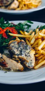 Frites,Viande,Poule,Nourriture