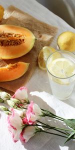 Melon,Flowers,Food,Lemon,Lemonade,Glass