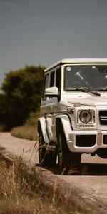 Белый,Машина,Mercedes Benz G 63 Amg,Тачки (Cars),Вид Спереди,Внедорожник,Mercedes