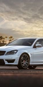 Mercedes,Мерседес Бенц,Белый,Тачки (Cars),Закат,Солнце