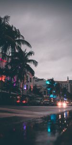 Imeuble,Voitures,Etats Unis,Rue,Bâtiment,Palms,États Unis,Miami,Villes