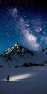 Nature,Montagnes,Nuit,Neige,Voie Lactée,Ciel Étoilé