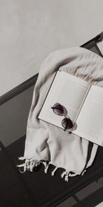 Miscellanea,Cloth,Sun Lounger,Deck Chair,Spectacles,Miscellaneous,Book,Glasses