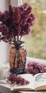 Miscellanea,Comfort,Coziness,Lilac,Miscellaneous,Window,Vase,Book