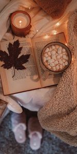 Miscellanea,Coziness,Comfort,Cocoa,Sheet,Leaf,Book,Maple,Autumn,Miscellaneous