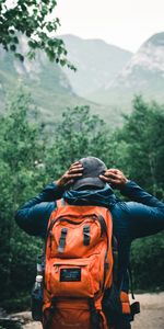 Casquette,Sac À Dos,Touriste,Voyageur,Forêt,Touristique,Divers