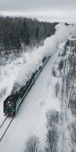 Fumée,Locomotive,Locomotive À Vapeur,Un Train,Divers,Chemin De Fer,Hiver,Train