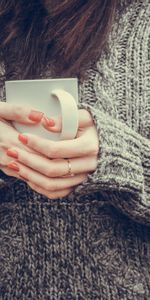 Miscellanea,Manicure,Mug,Sweater,Cup,Hands,Miscellaneous,Girl