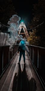 Miscellanea,Miscellaneous,Bridge,Human,Person,Smoke,Mask,Neon,Anonymous