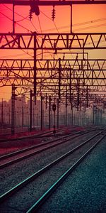 Miscellanea,Miscellaneous,Design,Sunset,Construction,Traffic Light,Railway,Rails