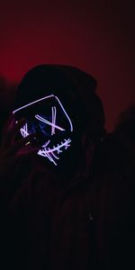 Miscellanea,Miscellaneous,Glow,Human,Dark,Person,Neon,Mask