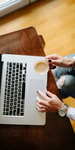 Miscellanea,Miscellaneous,Hands,Coffee,Cup,Notebook,Girl,Laptop