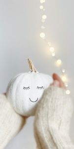 Miscellanea,Miscellaneous,Hands,Garland,Emoticon,Smiley,Pumpkin