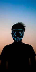 Miscellanea,Miscellaneous,Human,Person,Silhouette,Neon,Mask,Anonymous