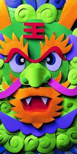 Miscellanea,Miscellaneous,Motley,Multicolored,Dragon,Mask