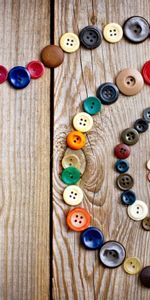 Miscellanea,Miscellaneous,Spiral,Buttons,Multicolored,Wooden Floor